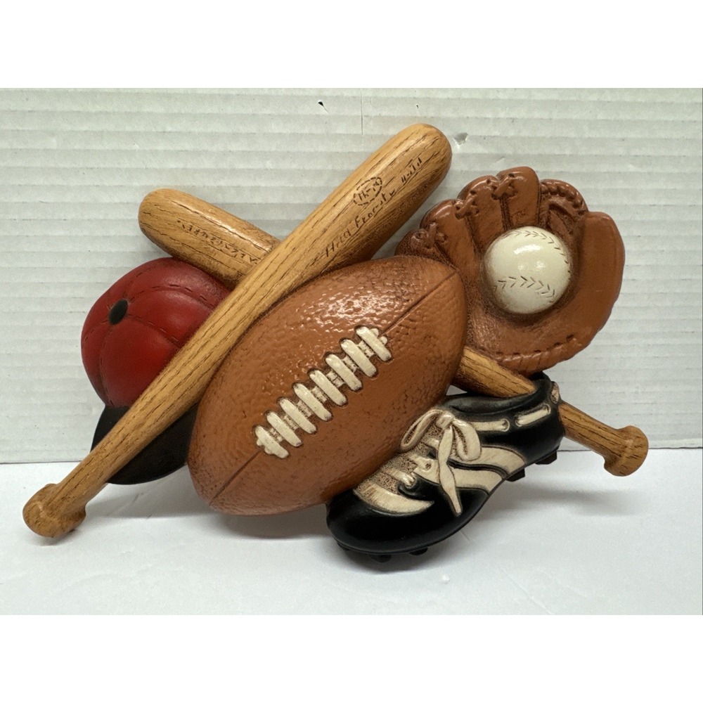 Vintage Home Interiors Sports Themed Wall Hanging Retro Baseball Football